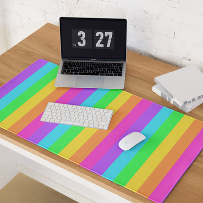 Rainbow Wonderland Desk Mat Gaming Mouse Pad (Color Block Stripes)