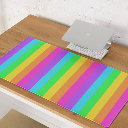 Rainbow Wonderland Desk Mat Gaming Mouse Pad (Color Block Stripes)