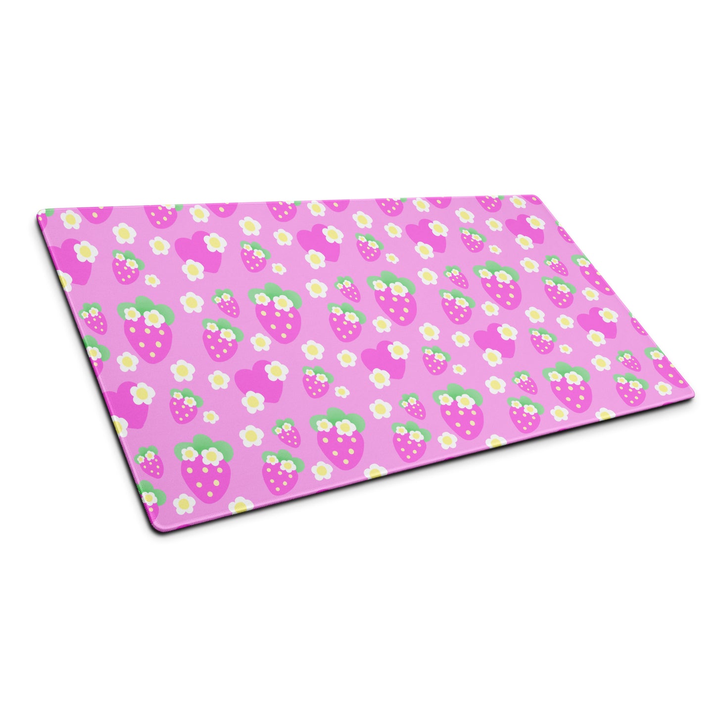 Strawberry Cutie Desk Mat Gaming Mouse Pad (Fruity Berry Pink)