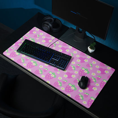 Strawberry Cutie Desk Mat Gaming Mouse Pad (Fruity Berry Pink)