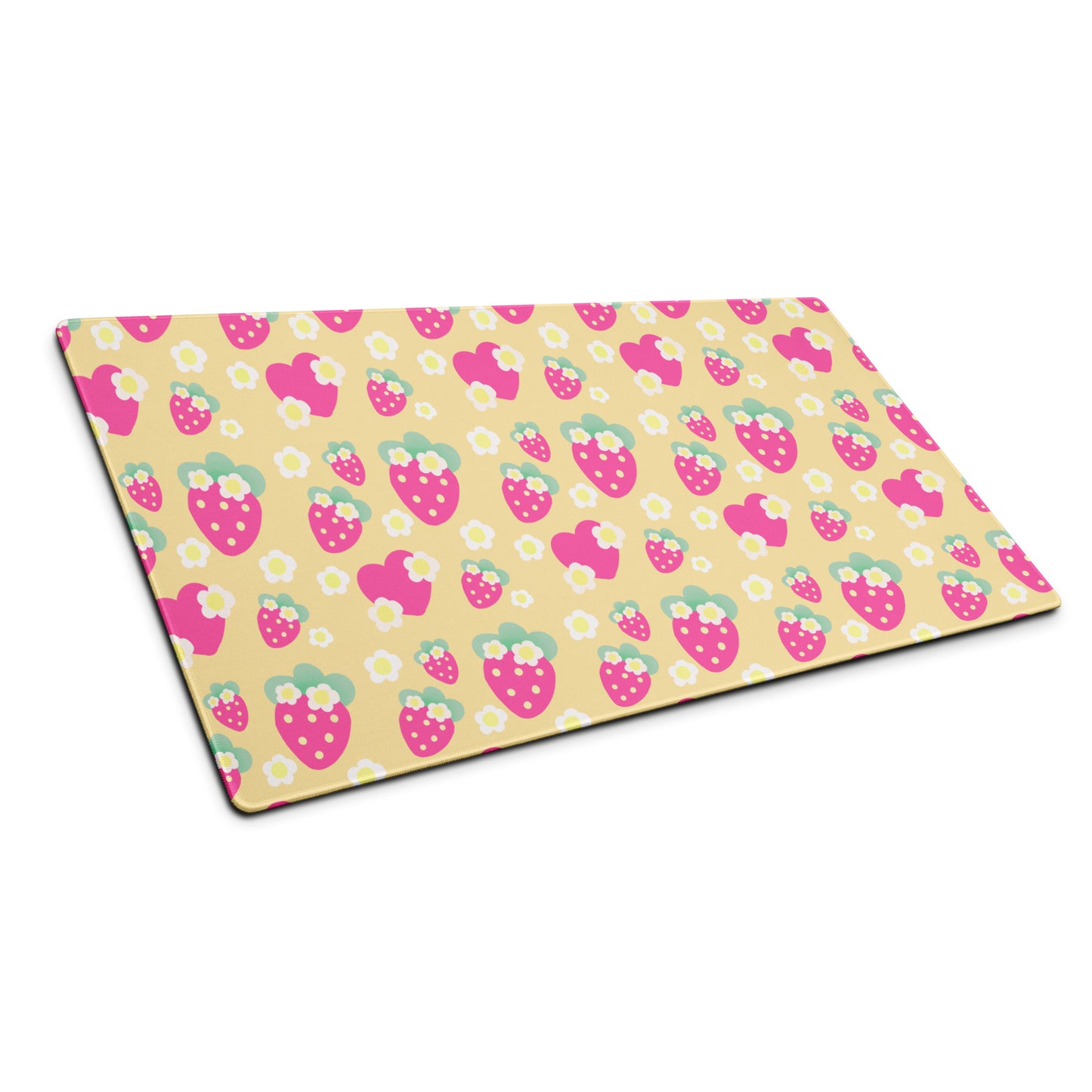 Strawberry Cutie Desk Mat Gaming Mouse Pad (Fruity Berry Yellow)