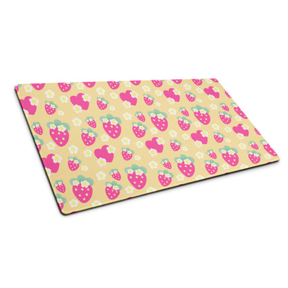 Strawberry Cutie Desk Mat Gaming Mouse Pad (Fruity Berry Yellow)