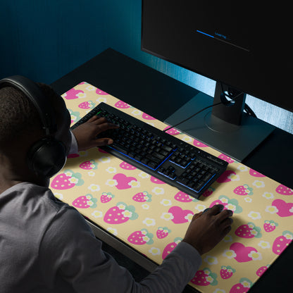 Strawberry Cutie Desk Mat Gaming Mouse Pad (Fruity Berry Yellow)