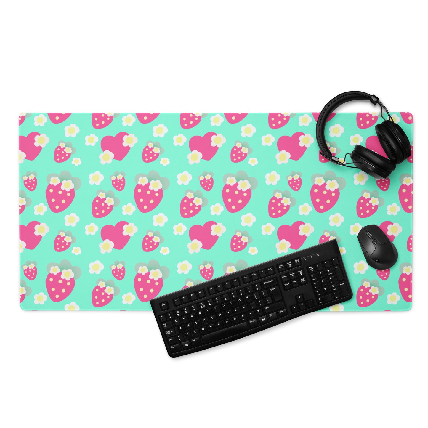 Strawberry Cutie Desk Mat Gaming Mouse Pad (Fruity Berry Mint)