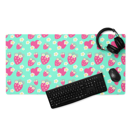 Strawberry Cutie Desk Mat Gaming Mouse Pad (Fruity Berry Mint)