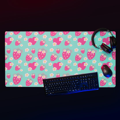 Strawberry Cutie Desk Mat Gaming Mouse Pad (Fruity Berry Mint)