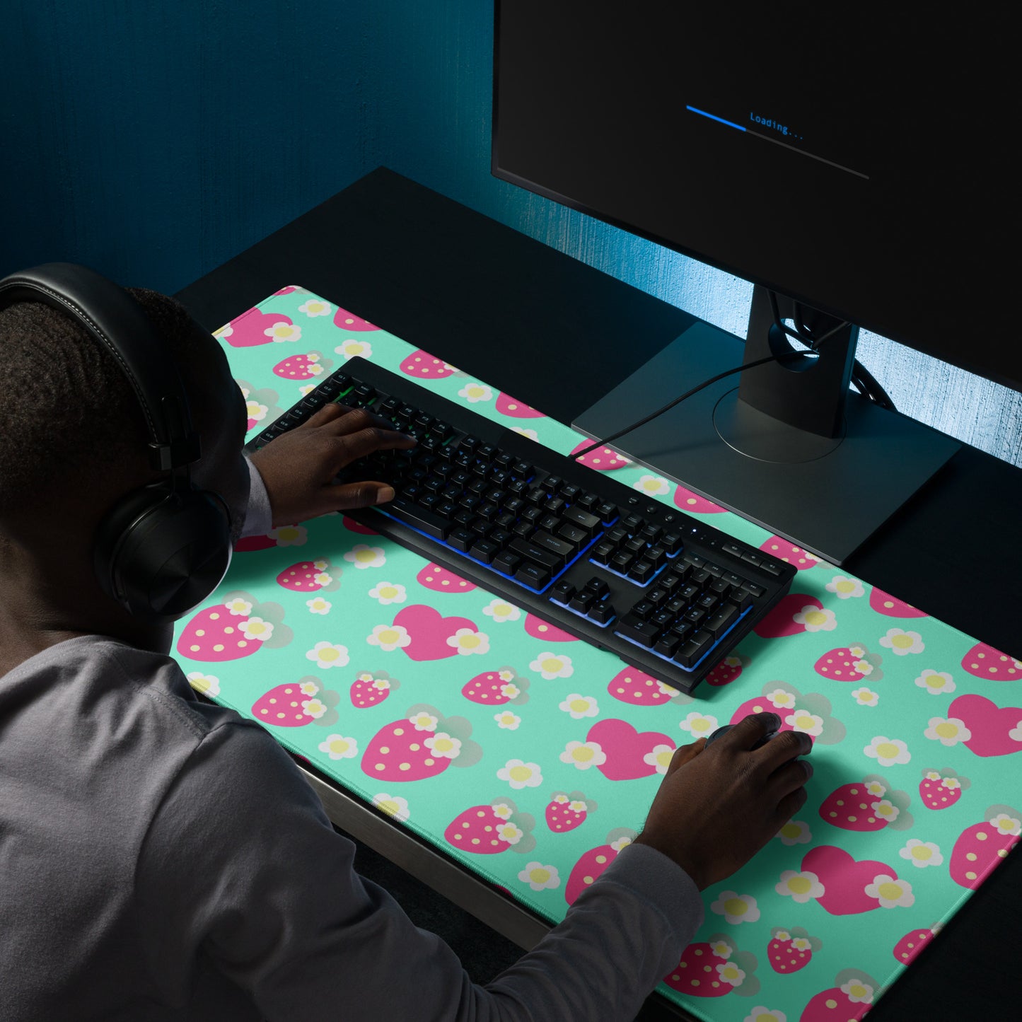 Strawberry Cutie Desk Mat Gaming Mouse Pad (Fruity Berry Mint)