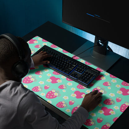Strawberry Cutie Desk Mat Gaming Mouse Pad (Fruity Berry Mint)
