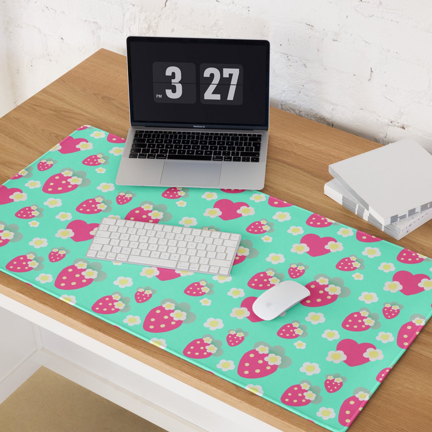 Strawberry Cutie Desk Mat Gaming Mouse Pad (Fruity Berry Mint)