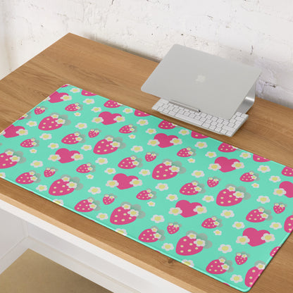 Strawberry Cutie Desk Mat Gaming Mouse Pad (Fruity Berry Mint)