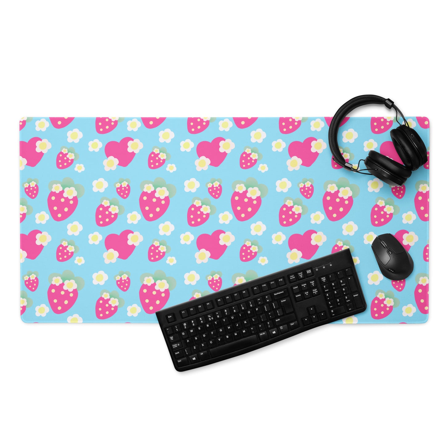 Strawberry Cutie Desk Mat Gaming Mouse Pad (Fruity Berry Blue)