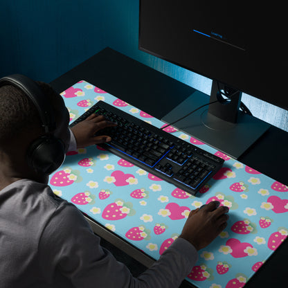 Strawberry Cutie Desk Mat Gaming Mouse Pad (Fruity Berry Blue)