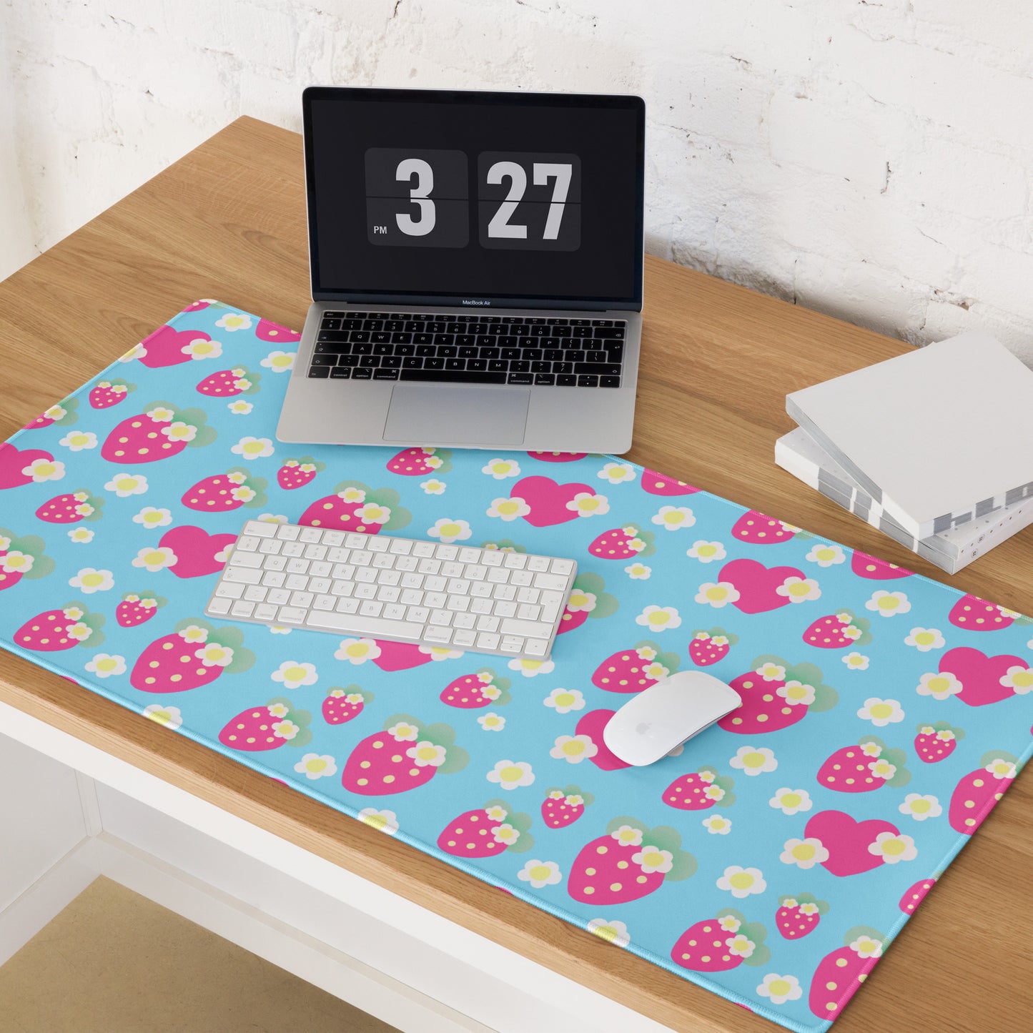 Strawberry Cutie Desk Mat Gaming Mouse Pad (Fruity Berry Blue)