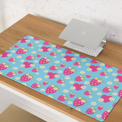 Strawberry Cutie Desk Mat Gaming Mouse Pad (Fruity Berry Blue)