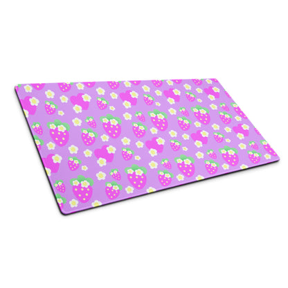 Strawberry Cutie Desk Mat Gaming Mouse Pad (Fruity Berry Purple)