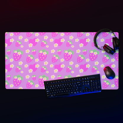 Strawberry Cutie Desk Mat Gaming Mouse Pad (Fruity Berry Purple)