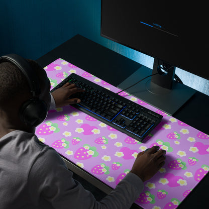 Strawberry Cutie Desk Mat Gaming Mouse Pad (Fruity Berry Purple)
