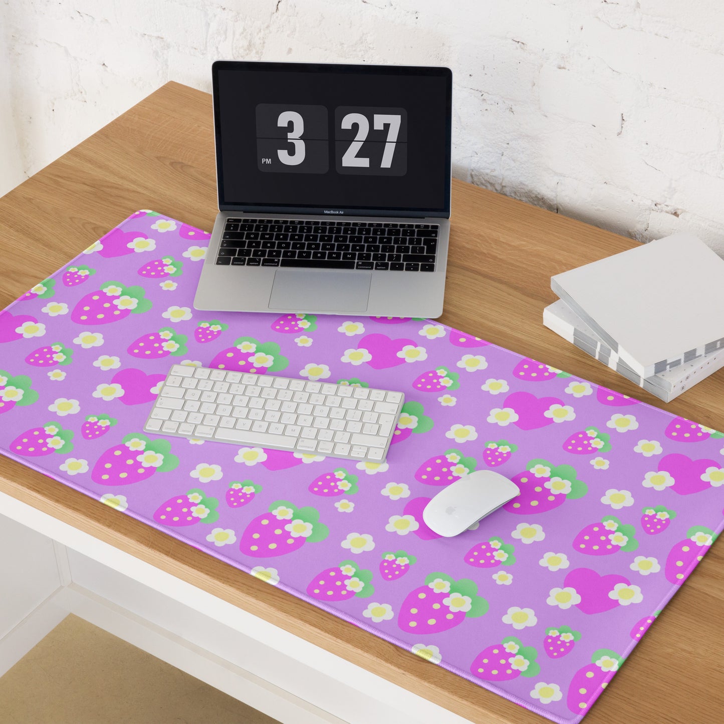 Strawberry Cutie Desk Mat Gaming Mouse Pad (Fruity Berry Purple)