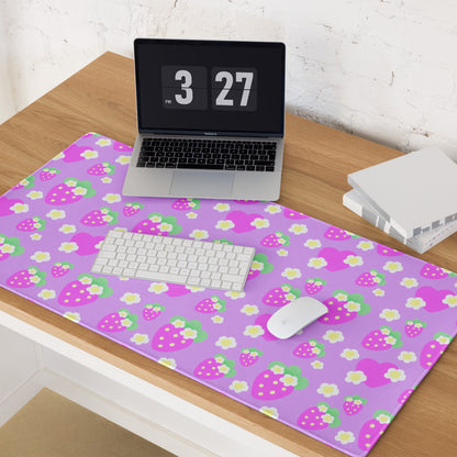 Strawberry Cutie Desk Mat Gaming Mouse Pad (Fruity Berry Purple)