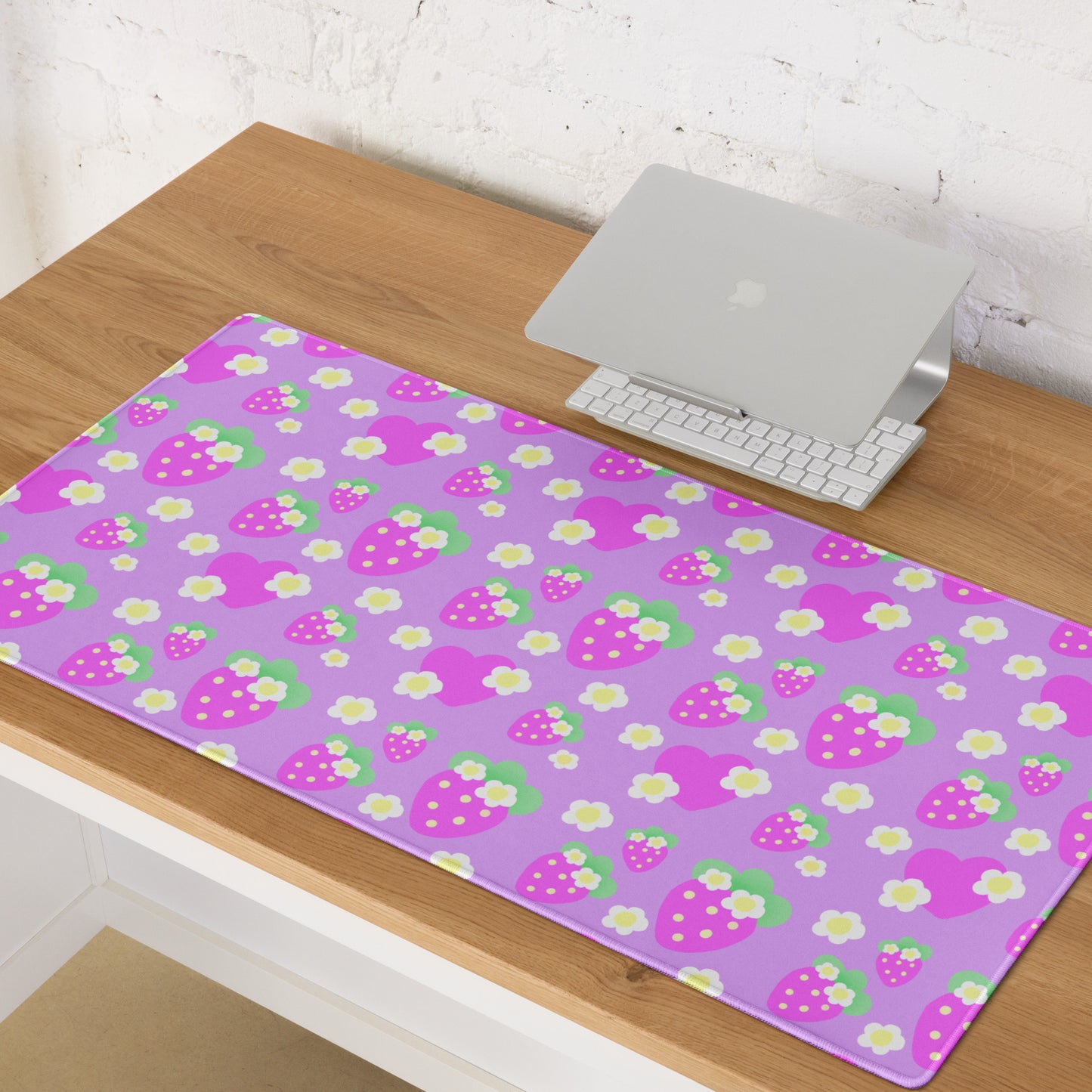 Strawberry Cutie Desk Mat Gaming Mouse Pad (Fruity Berry Purple)
