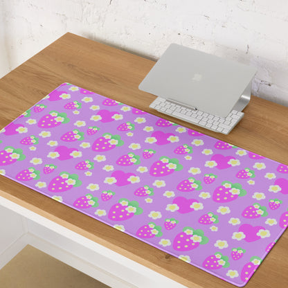 Strawberry Cutie Desk Mat Gaming Mouse Pad (Fruity Berry Purple)