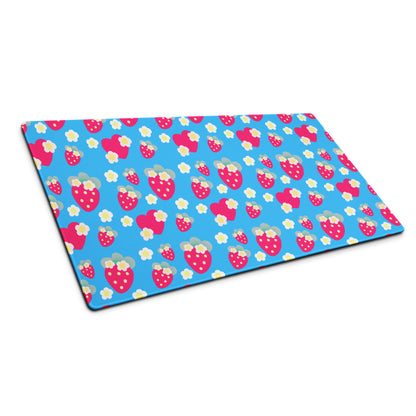 Strawberry Cutie Desk Mat Gaming Mouse Pad (Soda Pop Fruity Berry Blue)