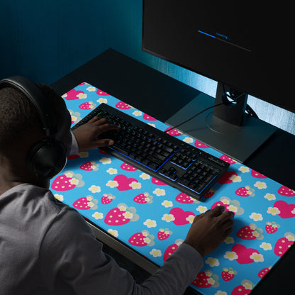 Strawberry Cutie Desk Mat Gaming Mouse Pad (Soda Pop Fruity Berry Blue)