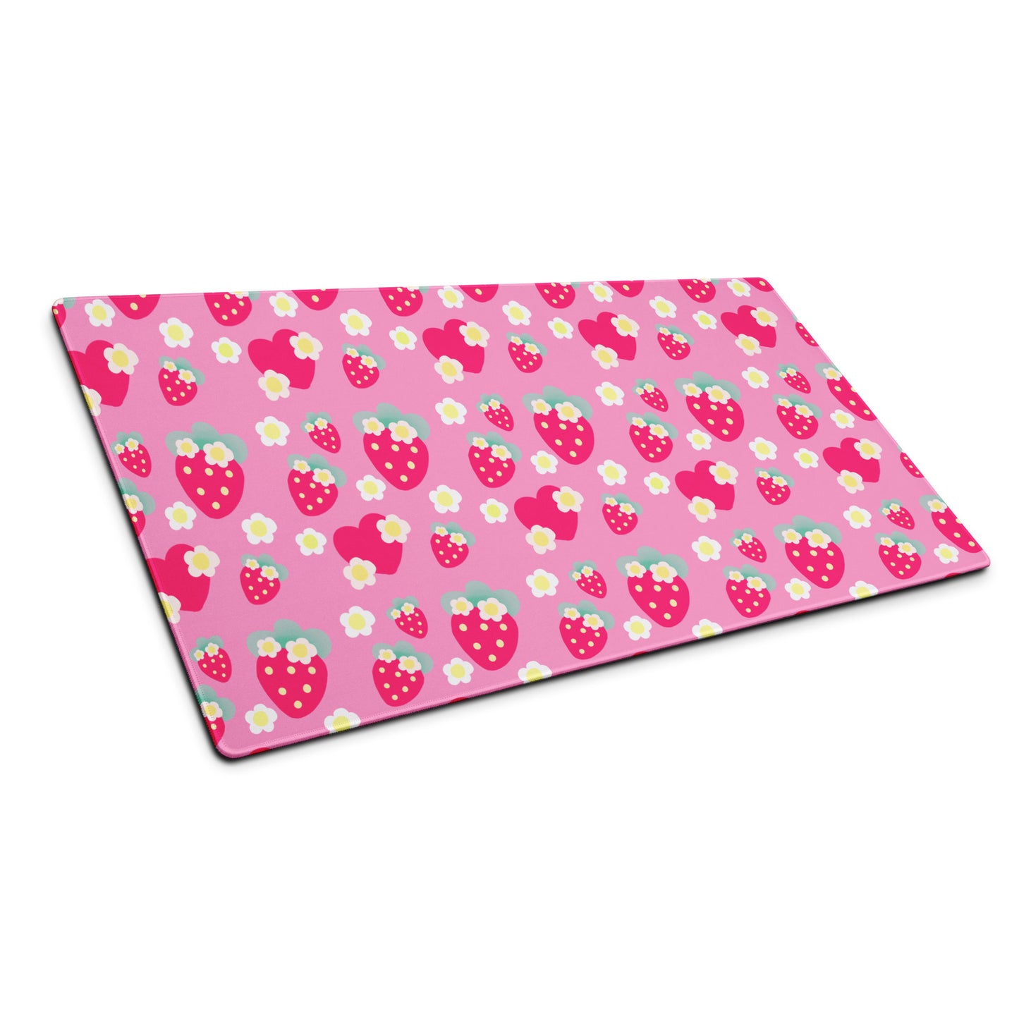 Strawberry Cutie Desk Mat Gaming Mouse Pad (Soda Pop Fruity Berry Pink)