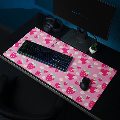 Strawberry Cutie Desk Mat Gaming Mouse Pad (Soda Pop Fruity Berry Pink)