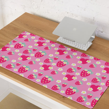 Strawberry Cutie Desk Mat Gaming Mouse Pad (Soda Pop Fruity Berry Pink)