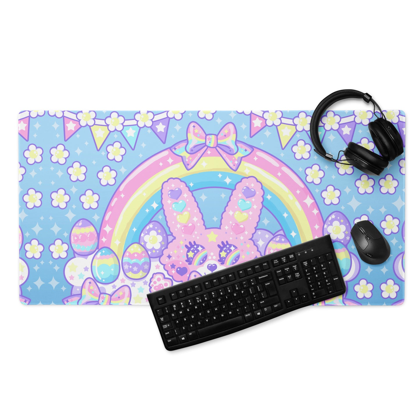 Magical Rainbow Easter Bunny Desk Mat Gaming Mouse Pad