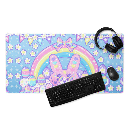Magical Rainbow Easter Bunny Desk Mat Gaming Mouse Pad