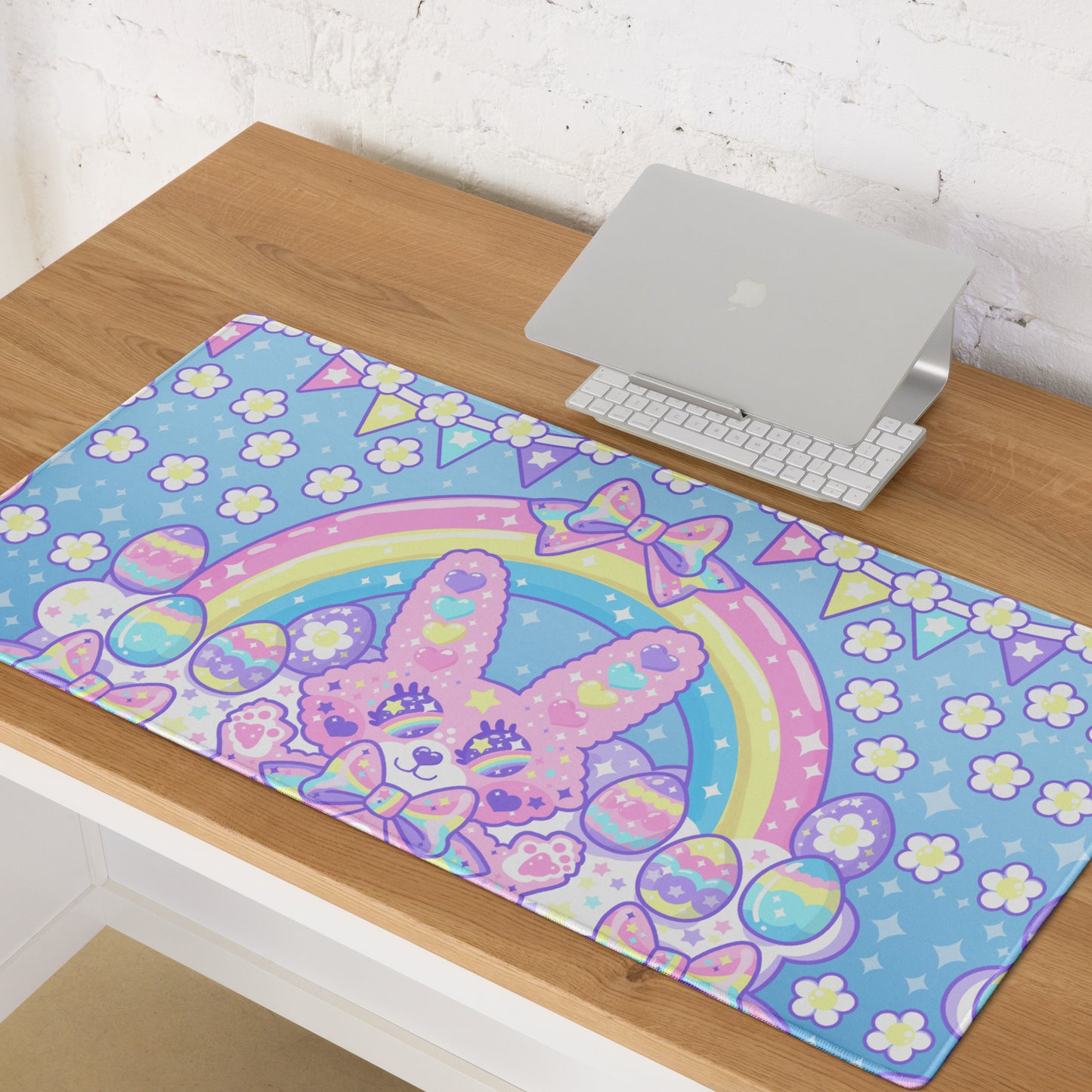 Magical Rainbow Easter Bunny Desk Mat Gaming Mouse Pad