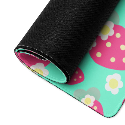 Strawberry Cutie Desk Mat Gaming Mouse Pad (Fruity Berry Mint)