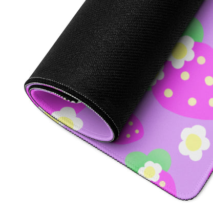 Strawberry Cutie Desk Mat Gaming Mouse Pad (Fruity Berry Purple)