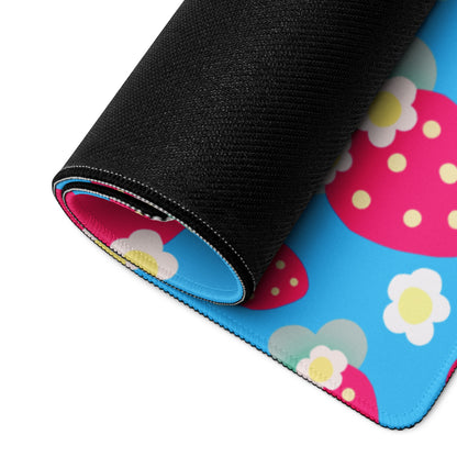 Strawberry Cutie Desk Mat Gaming Mouse Pad (Soda Pop Fruity Berry Blue)