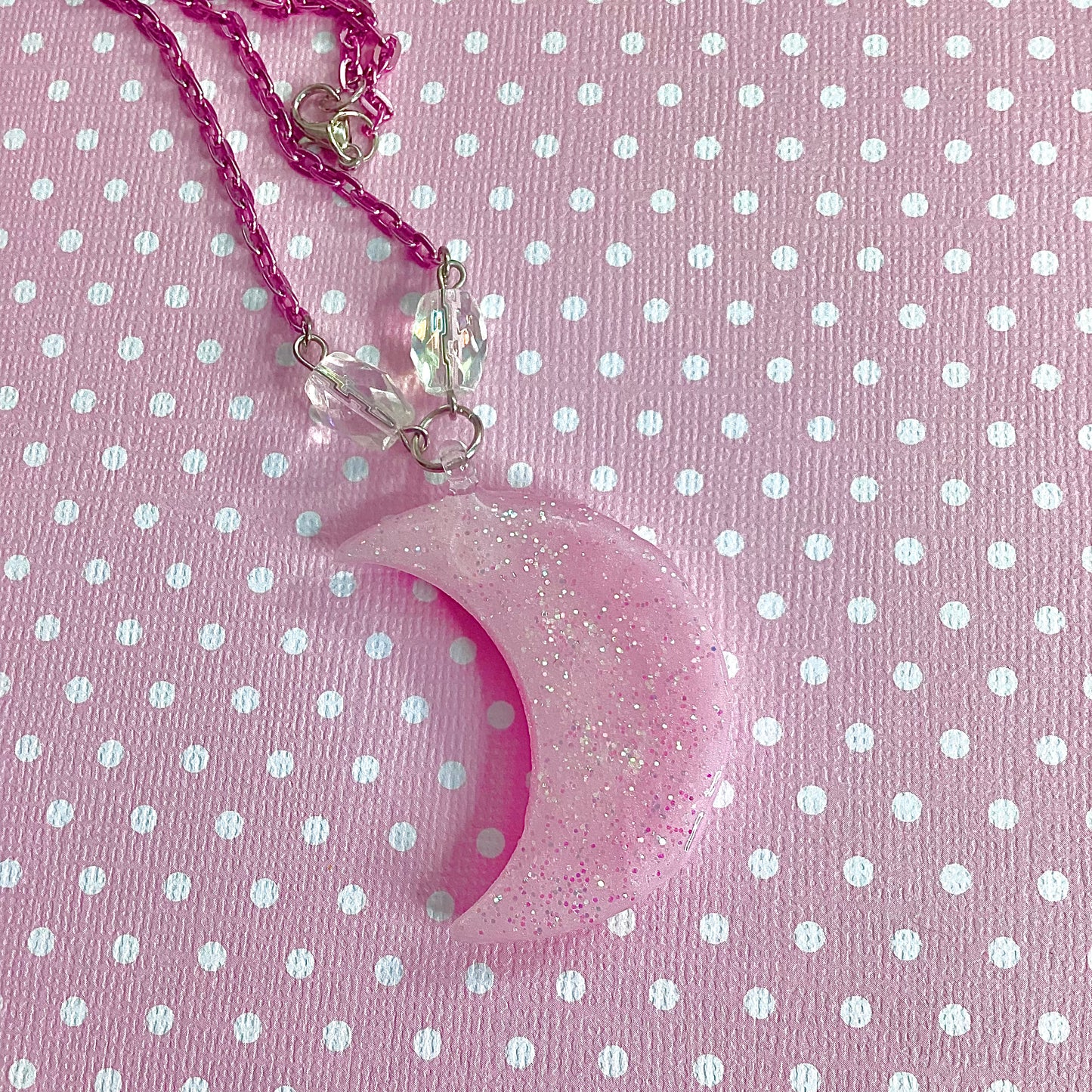 Magical cutie moon pastel pink necklace