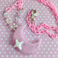 Magical moon cosmic sparkle pastel pink necklace