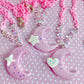 Magical moon cutie heart pastel pink necklace