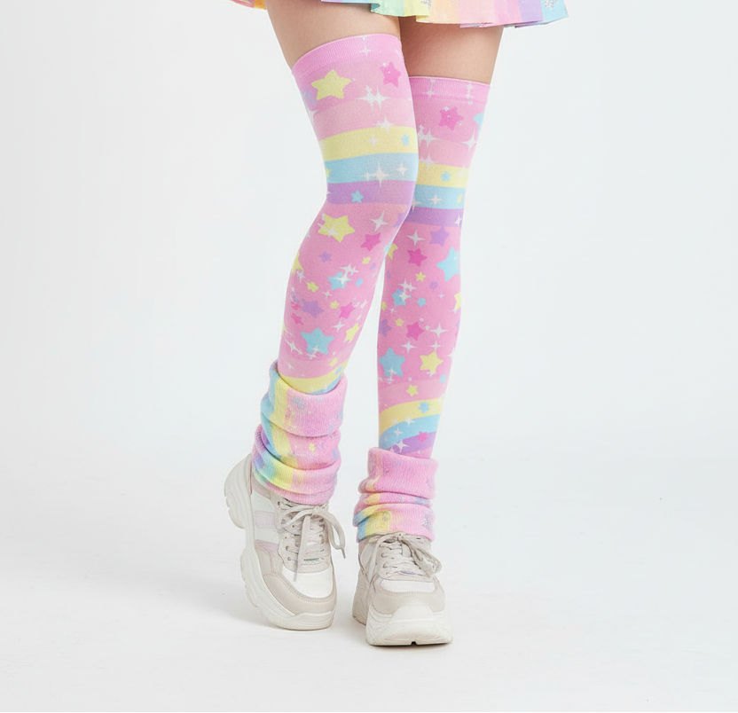kawaii fashion decora kei over knee stocking socks pop kei pantyhose jfashion harajuku style