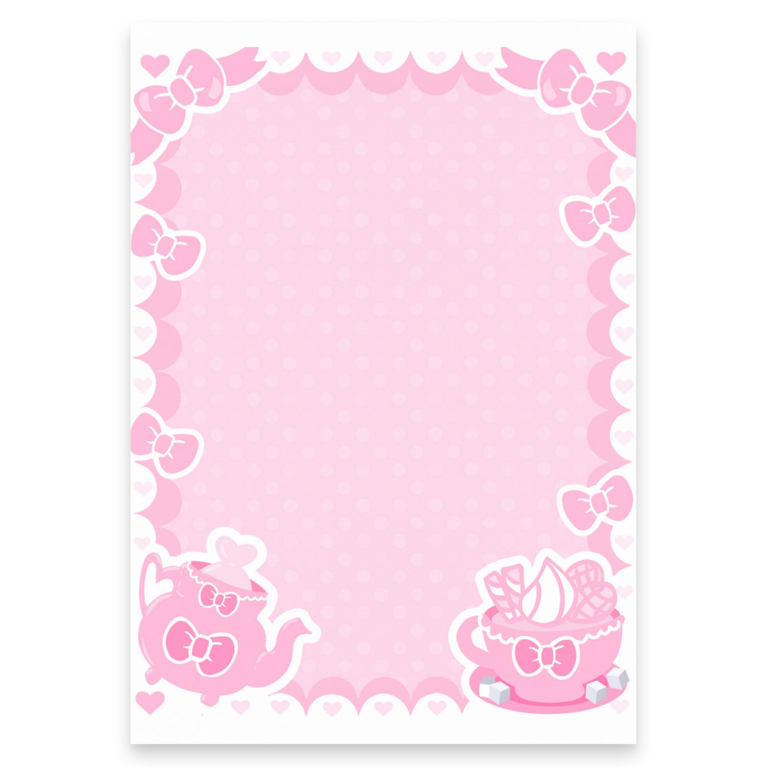 Kawaii Stationery Teatime Fantasy Sticky Note Pad (4″×6″) pink tea party post it note pad
