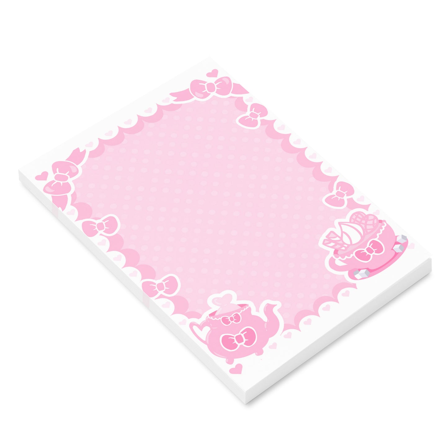 Kawaii Stationery Teatime Fantasy Sticky Note Pad (4″×6″) pink tea party post it note pad