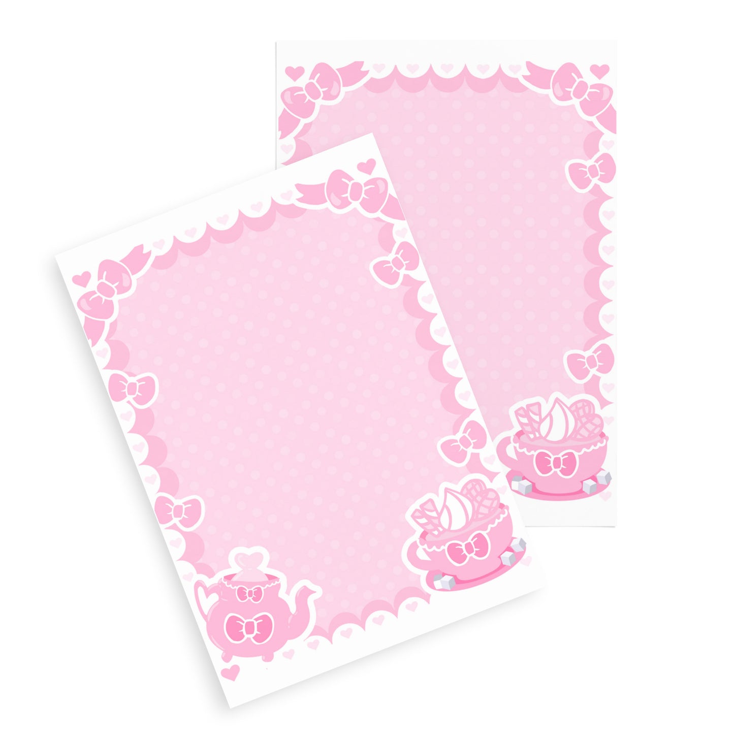 Kawaii Stationery Teatime Fantasy Sticky Note Pad (4″×6″) pink tea party post it note pad