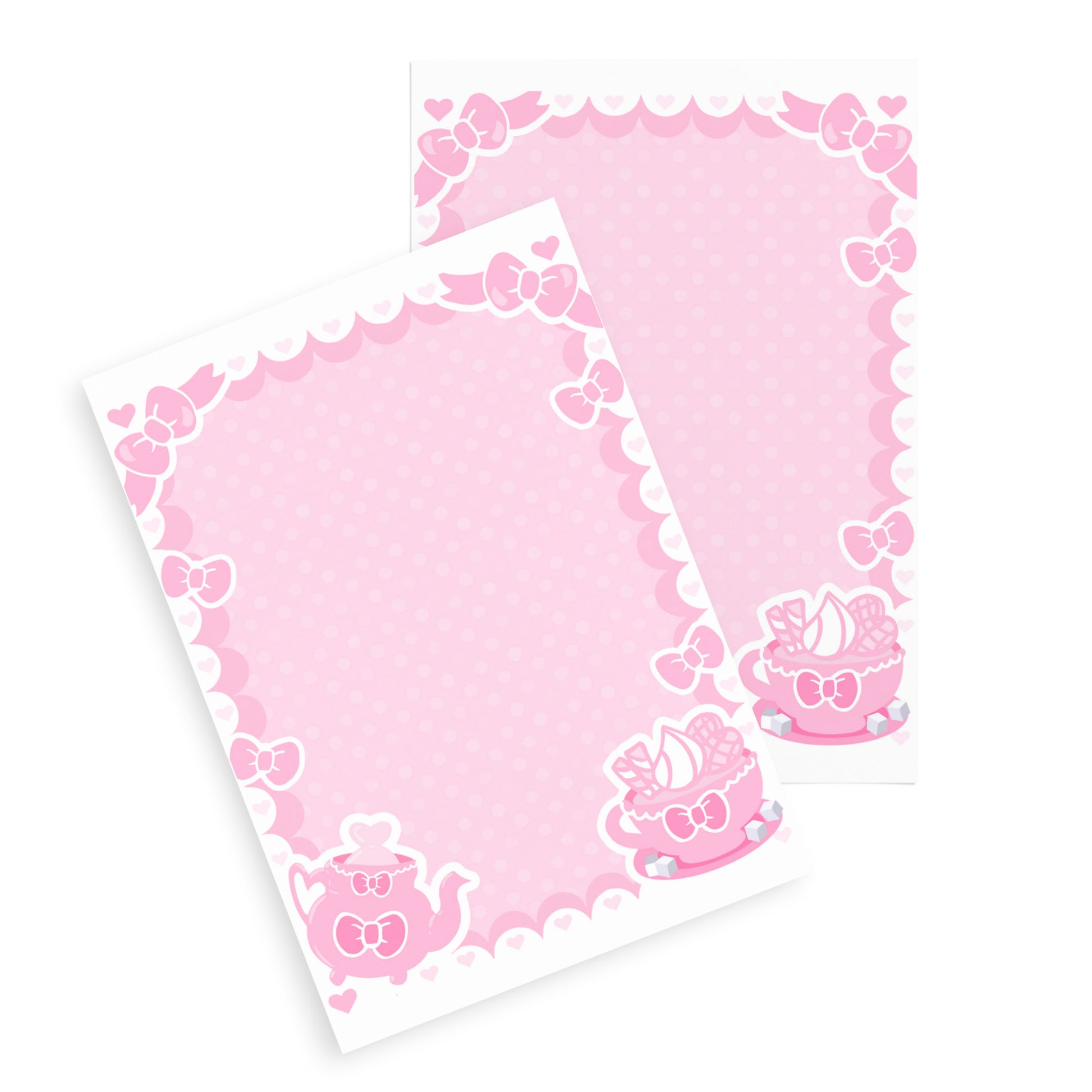Kawaii Stationery Teatime Fantasy Sticky Note Pad (4″×6″) pink tea party post it note pad