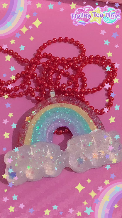 Rainbow Sparkle Necklace (Decora Kei)