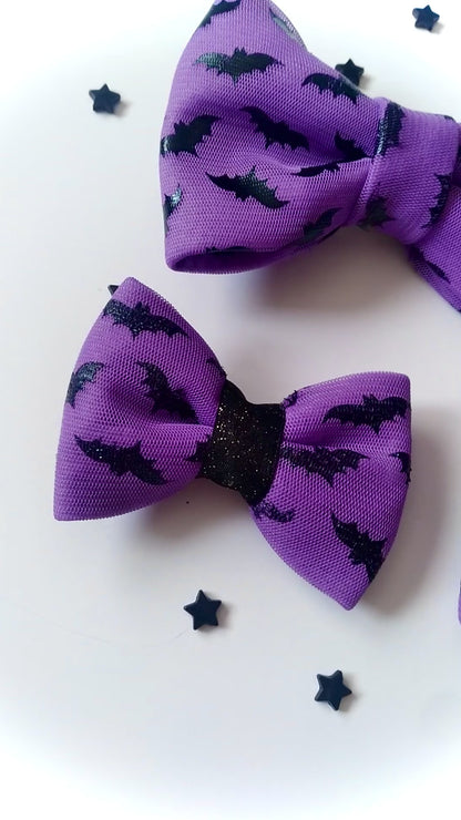 Spooky Cutie Bats Hair Bow Pin & Clip (Large Size)