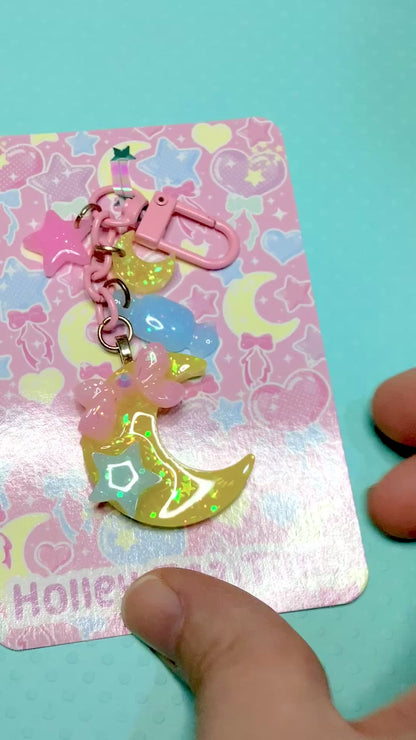 Yellow Magical Moon Keychain (Cute sweet trinkets)