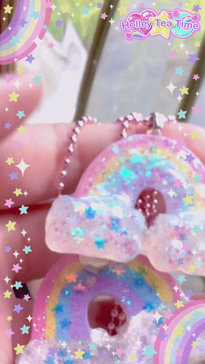 Pastel Rainbow Sparkle Necklace (Fairy Kei)