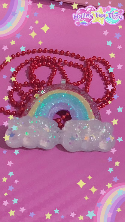 Rainbow Sparkle Necklace (Decora Kei)