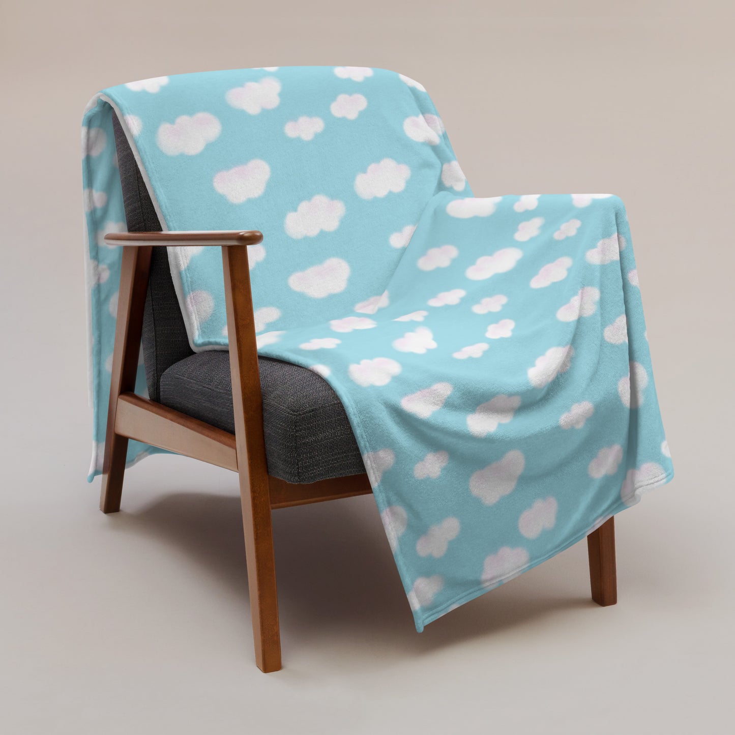 Dreamy Clouds Throw Blanket (Sky Blue)